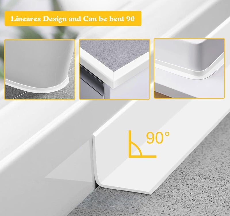 ABSOFINE Caulk Tape Waterproof Self Adhesive 1.97" x16.4Ft, White Toilet Caulk Sealant Tape, Shower Seal Strip for Kitchen, Countertop, Bathroom, Sink, Bathtub Toilet Edge Protector with Sealing Tool - Image 3